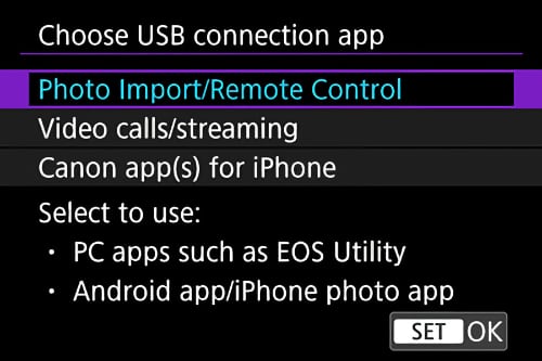 Canon USB Connection Setting