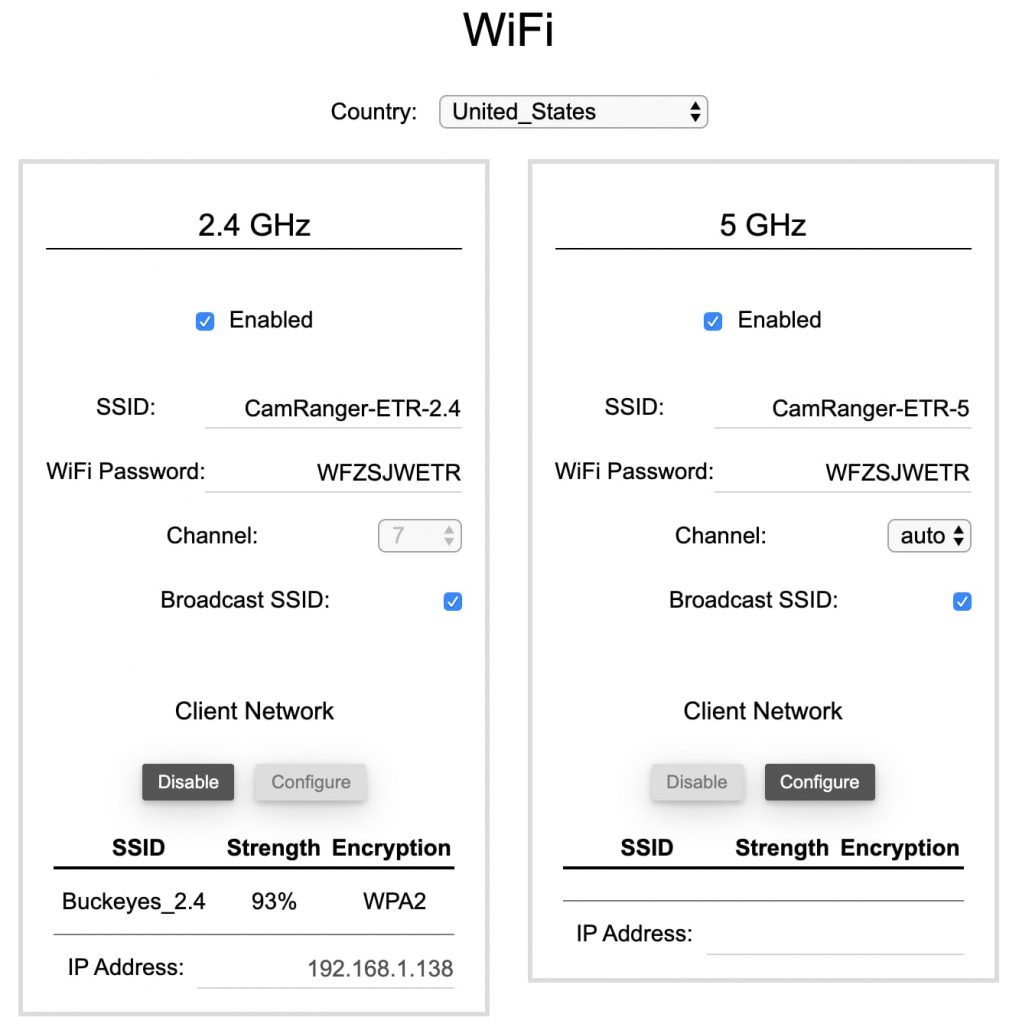 CamRanger WiFi Tab