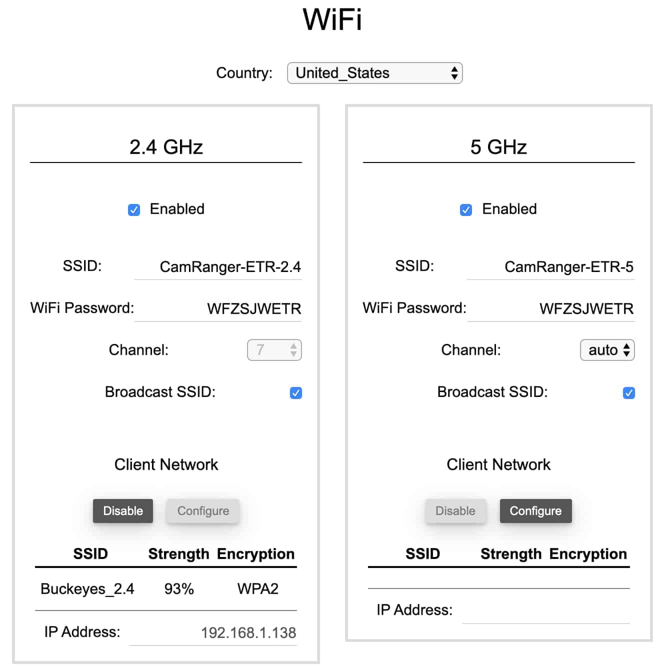 CamRanger WiFi Tab