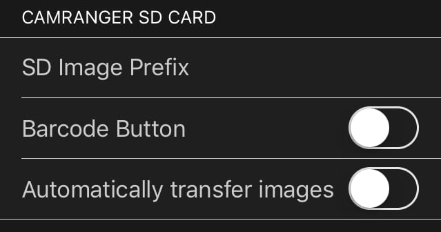 iOS App SD Card Settings