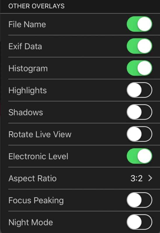 CamRanger iOS Other Overlays